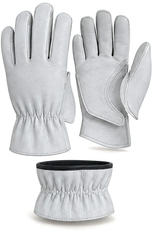 Exploded view of the reinforced buffalo driver glove showing each part