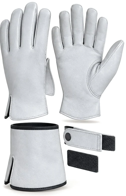 Exploded view of the sheep grain driver glove showing each part