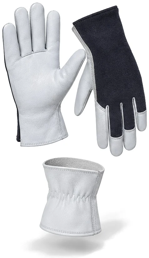 Exploded view of the goat grain / fleece back glove showing each part