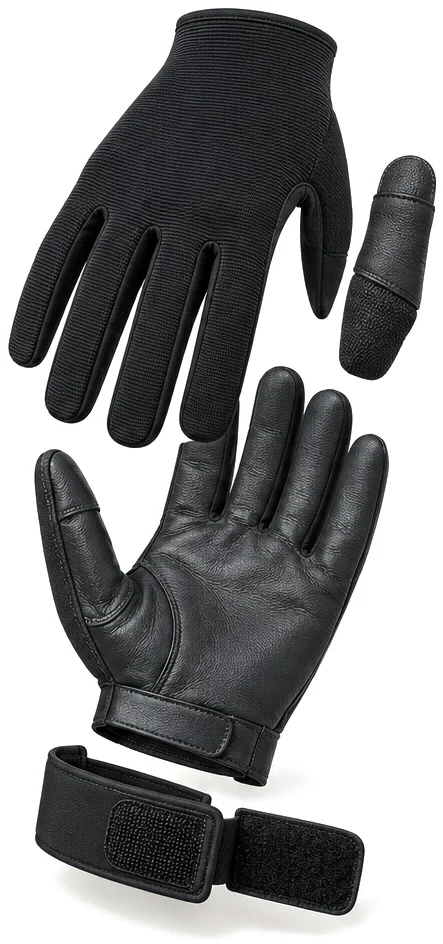 Exploded view of the goat nappa touchscreen glove showing each part