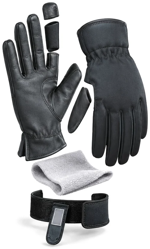 Exploded view of the fleece lined sheep nappa glove showing each part