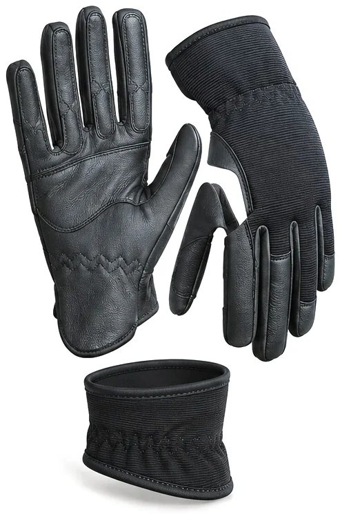 Exploded view of the reinforced cow aniline glove showing each part