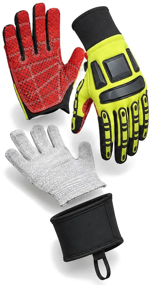Exploded view of the dyneema lined synthetic glove showing each part