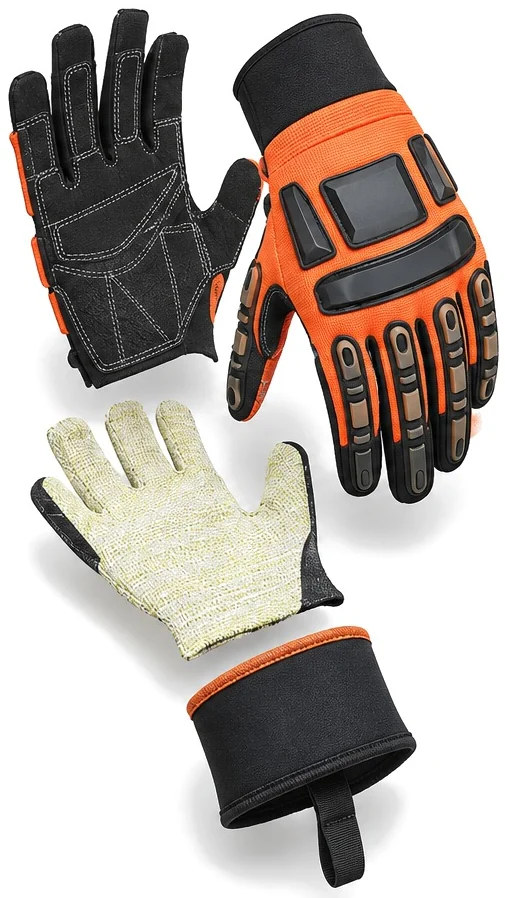Exploded view of the spectra palm lined synthetic glove showing each part